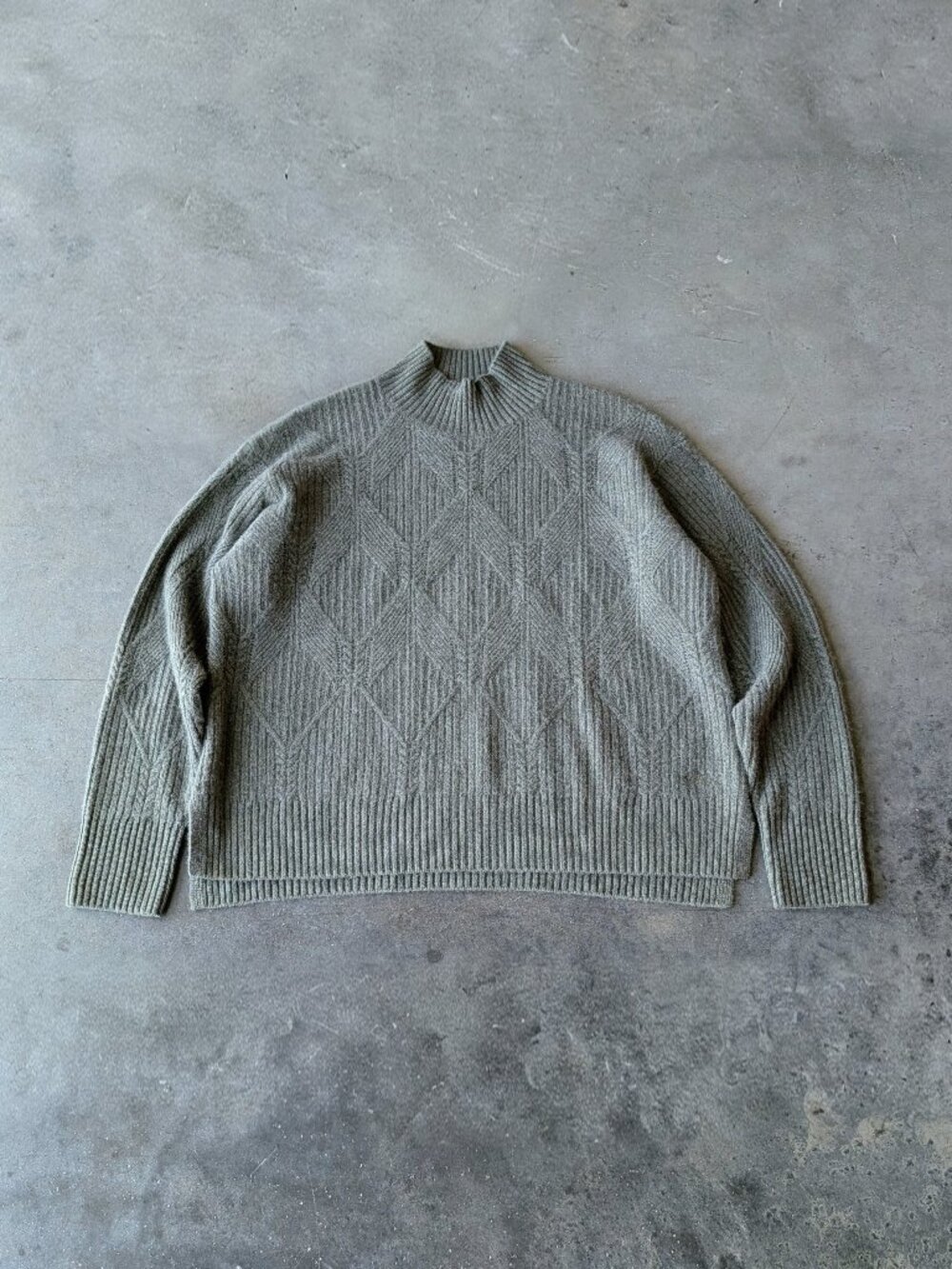 Orvis Green Cashmere Mock Neck Knit Sweater large